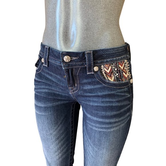 Miss Me 'Mid-Rise Easy Skinny' Womens Jeans Tag 26 Blue W29xL28 Stretch Western - Picture 4 of 13